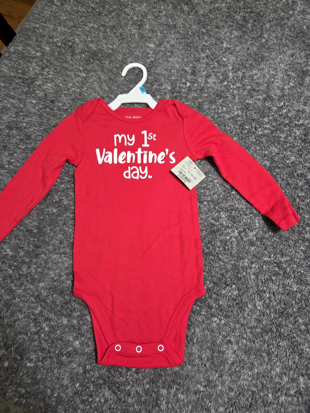 okie dokie Red "My 1st Valentine's Day" Long-Sleeve One-Piece